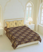 Home Essential Royal Bloom Queen Bedsheet Set, Mirabella Ochre | 144TC Cotton| 2 Pillow Covers