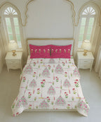 Home Essential Royal Bloom Queen Bedsheet Set, Gilded Dream Pink| 144TC Cotton| 2 Pillow Covers