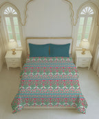 Home Essential Royal Bloom Queen Bedsheet Set, Rosario Teal| 144TC Cotton| 2 Pillow Covers