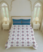 Home Essential Royal Bloom Queen Bedsheet Set, Lindon Blue| 144TC Cotton| 2 Pillow Covers