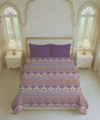 Home Essential Royal Bloom Queen Bedsheet Set, Rosario Purple| 144TC Cotton| 2 Pillow Covers