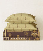 Home Essential Royal Bloom Queen Bedsheet Set, Mirabella Ochre | 144TC Cotton| 2 Pillow Covers