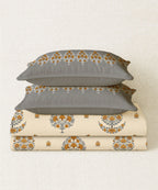 Home Essential Royal Bloom Queen Bedsheet Set, Lindon Grey| 144TC Cotton| 2 Pillow Covers