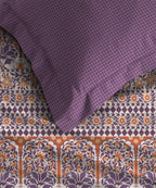 Home Essential Royal Bloom Queen Bedsheet Set, Rosario Purple| 144TC Cotton| 2 Pillow Covers