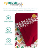 Urban Comfort Single Bedsheet Set, Trippy Triangles Red |144 TC Cotton| 2 Pillow Covers