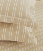 Home Essential Melange Stripe Solid Queen Bedsheet Set, Alsel|130 TC Cotton| 2 Pillow Covers