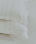 Home Essential Melange Stripe Solid Queen Bedsheet Set, Elvis|130 TC Cotton| 2 Pillow Covers