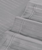 Classic Stripe Solid Dyed Single Bedsheet Set, Frost Grey|210 TC Cotton|1 Pillow Cover