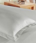 Classic Stripe Solid Dyed Single Bedsheet, 210TC, Snow Flake