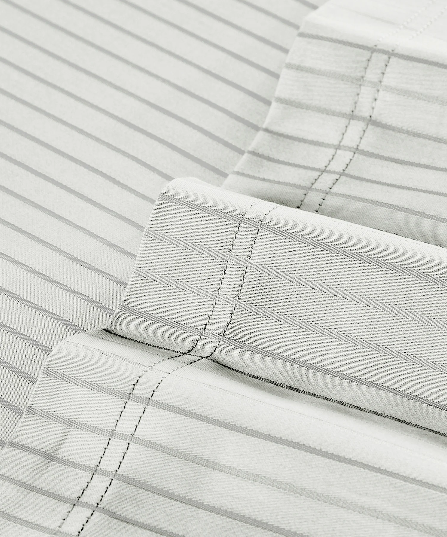 Classic Stripe Solid Dyed Single Bedsheet, 210TC, Snow Flake