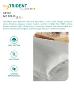 Classic Stripe Solid Dyed Single Bedsheet, 210TC, Snow Flake