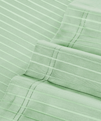 Classic Stripe Solid Dyed Single Bedsheet Set, Sea Foam|210 TC Cotton|1 Pillow Cover