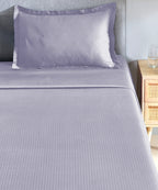 Classic Stripe Solid Dyed Single Bedsheet Set, Amethyst|210 TC Cotton|1 Pillow Cover