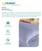Classic Stripe Solid Dyed Single Bedsheet Set, Amethyst|210 TC Cotton|1 Pillow Cover