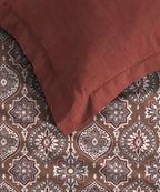 Comfort Living Queen Bedsheet Set, Ajrakh Red|120 TC Cotton|2 pillow covers
