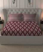 Comfort Living Queen Bedsheet Set, Daniyal Maroon|120 TC Cotton|2 pillow covers