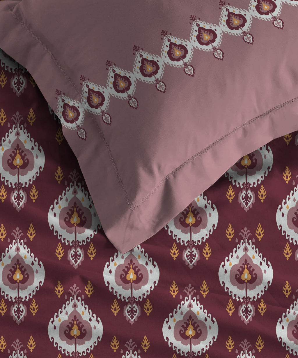 Comfort Living Queen Bedsheet Set, Daniyal Maroon|120 TC Cotton|2 pillow covers