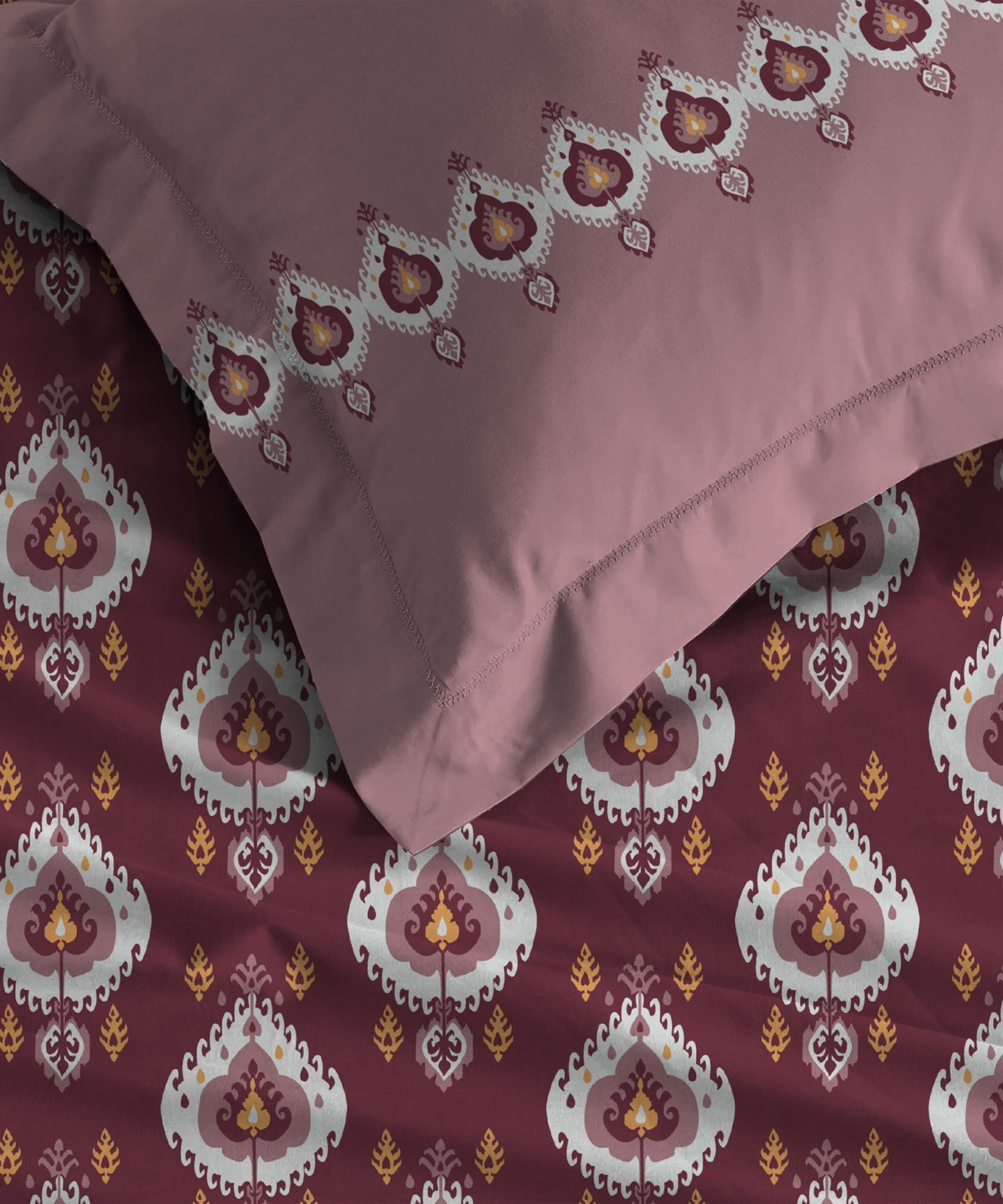 Comfort Living Queen Bedsheet Set, Daniyal Maroon|120 TC Cotton|2 pillow covers