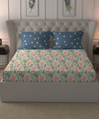 Comfort Living Queen Bedsheet Set, Serene Blue| 120 TC Cotton|2 Pillow Cover