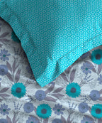Comfort Living Queen Bedsheet Set, Sunflower Blue| 120 TC Cotton|2 Pillow Cover