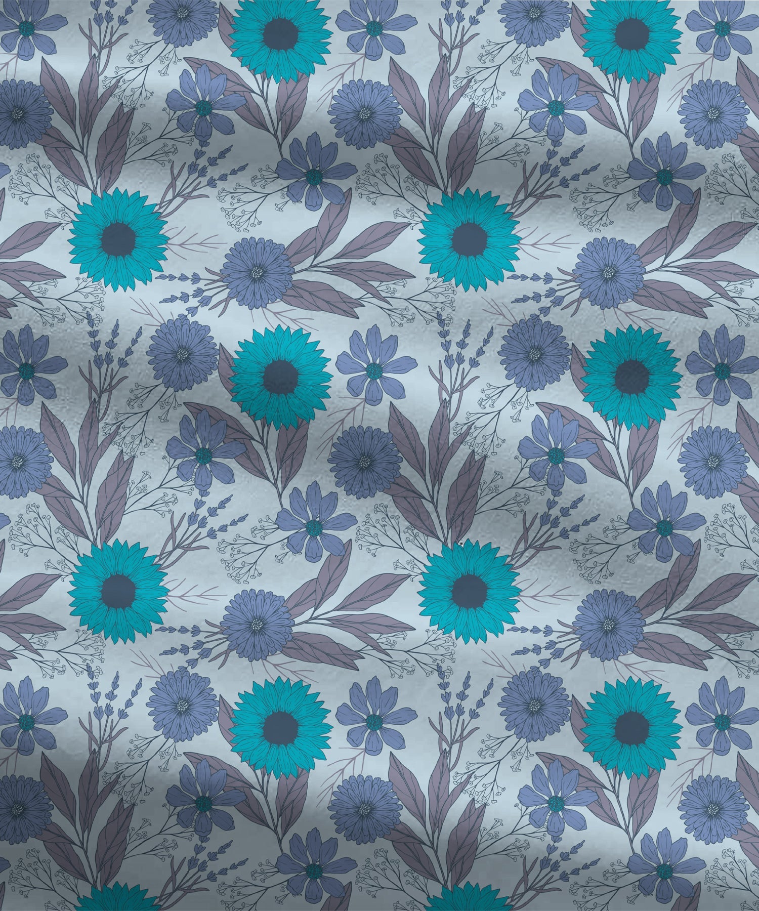 Comfort Living Queen Bedsheet Set, Sunflower Blue| 120 TC Cotton|2 Pillow Cover