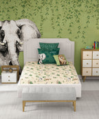 Juniors Single Bedsheet Set, Jigsaw Jungle|144 TC Cotton|1 Pillow Cover
