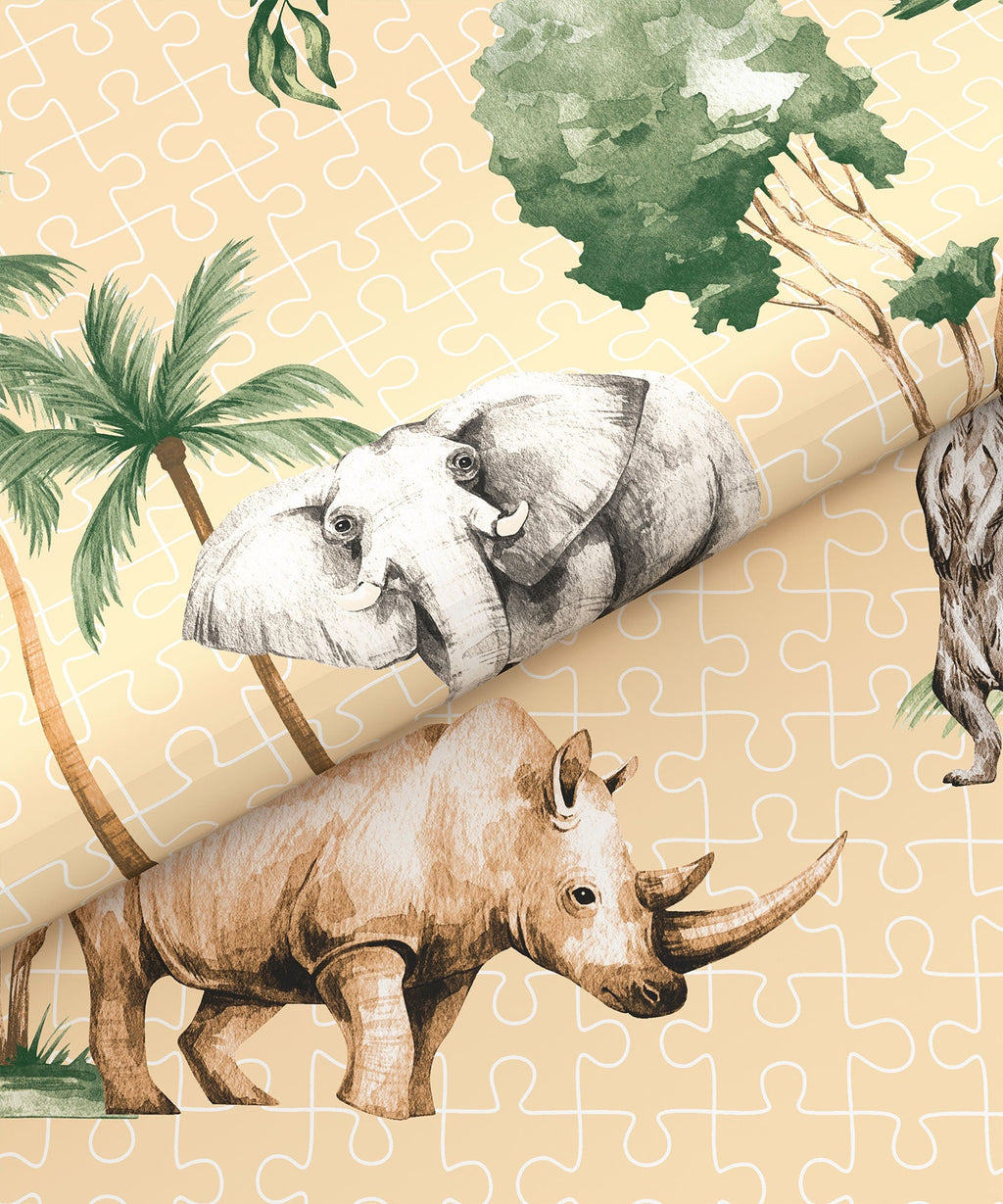 Juniors Single Bedsheet Set, Jigsaw Jungle|144 TC Cotton|1 Pillow Cover