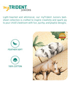 Juniors Single Bedsheet Set, Jigsaw Jungle|144 TC Cotton|1 Pillow Cover