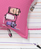 Juniors Single Bedsheet Set, Slumber Party|144 TC Cotton|1 Pillow Cover
