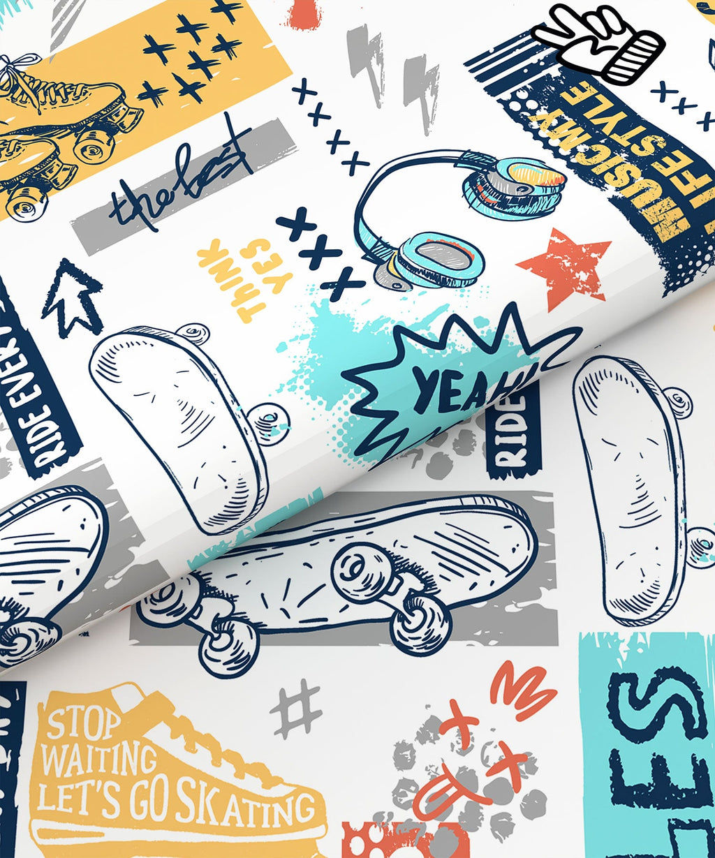 Juniors Single Bedsheet Set, Streetstyle Skate|144 TC Cotton|1 Pillow Cover