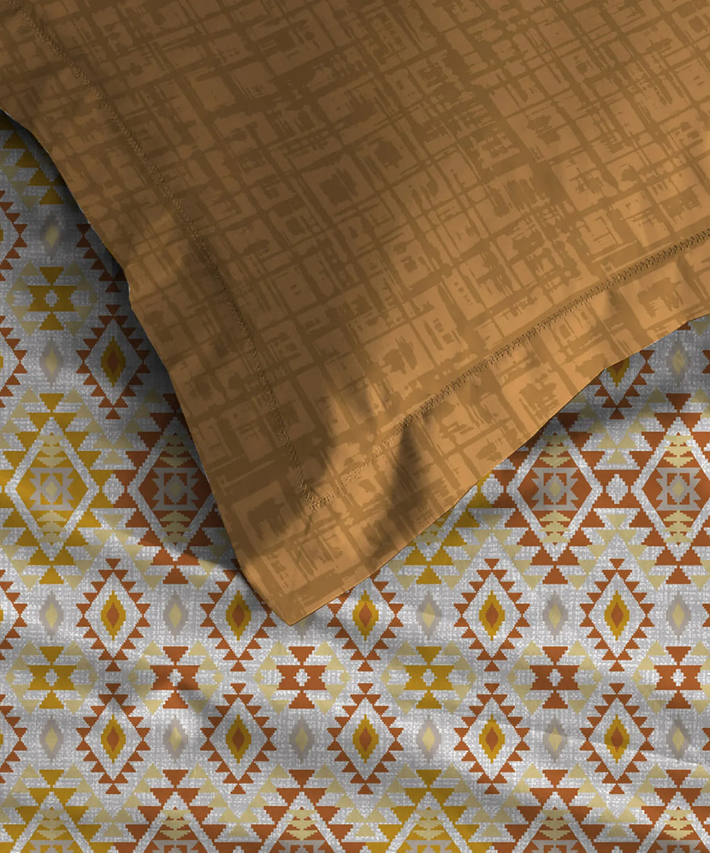 Urban Comfort Single Bedsheet Set, Aria Yellow |144 TC Cotton| 1 Pillow Covers