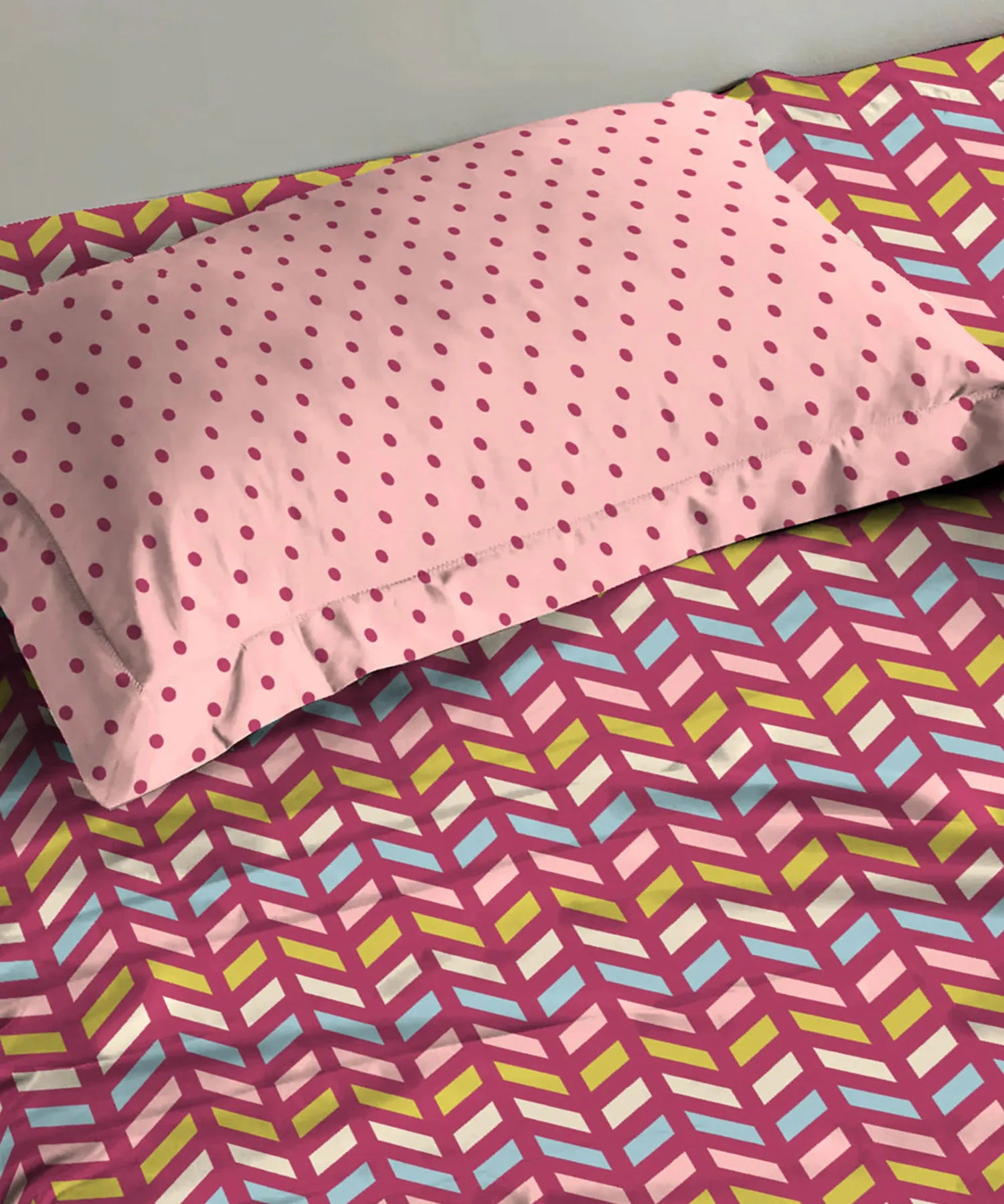 Urban Comfort Single Bedsheet Set, Party Mood Pink |144 TC Cotton| 1 Pillow Covers