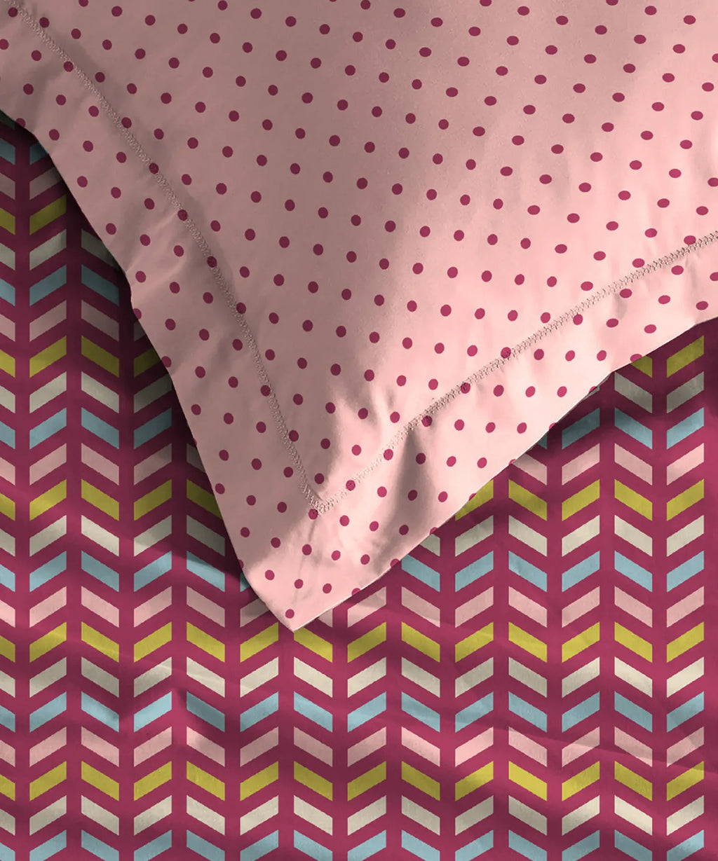 Urban Comfort Single Bedsheet Set, Party Mood Pink |144 TC Cotton| 1 Pillow Covers