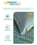 Urban Comfort Single Bedsheet Set, Party Mood Teal|144 TC Cotton| 1 Pillow Covers