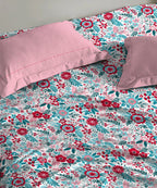 Urban Comfort Single Bedsheet Set, Gardenia Blooms Pink |144 TC Cotton| 1 Pillow Covers