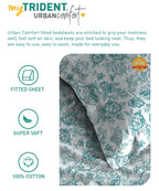 Urban Comfort King Fitted Bedsheet Set, Juliet Blue |144 TC Cotton| 2 Pillow Covers