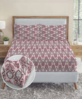 Urban Comfort King Fitted Bedsheet Set, Delicate Blush |144 TC Cotton| 2 Pillow Covers
