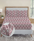 Urban Comfort King Fitted Bedsheet Set, Delicate Blush |144 TC Cotton| 2 Pillow Covers