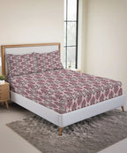 Urban Comfort King Fitted Bedsheet Set, Delicate Blush |144 TC Cotton| 2 Pillow Covers