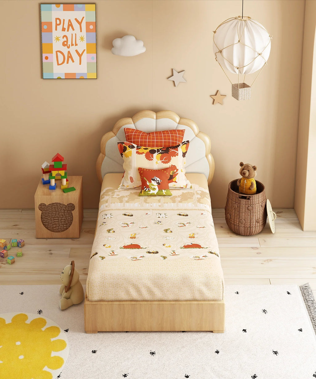 Juniors Single Bedsheet Set, Burrow Bros| 144TC Cotton| 1 Pillow Cover