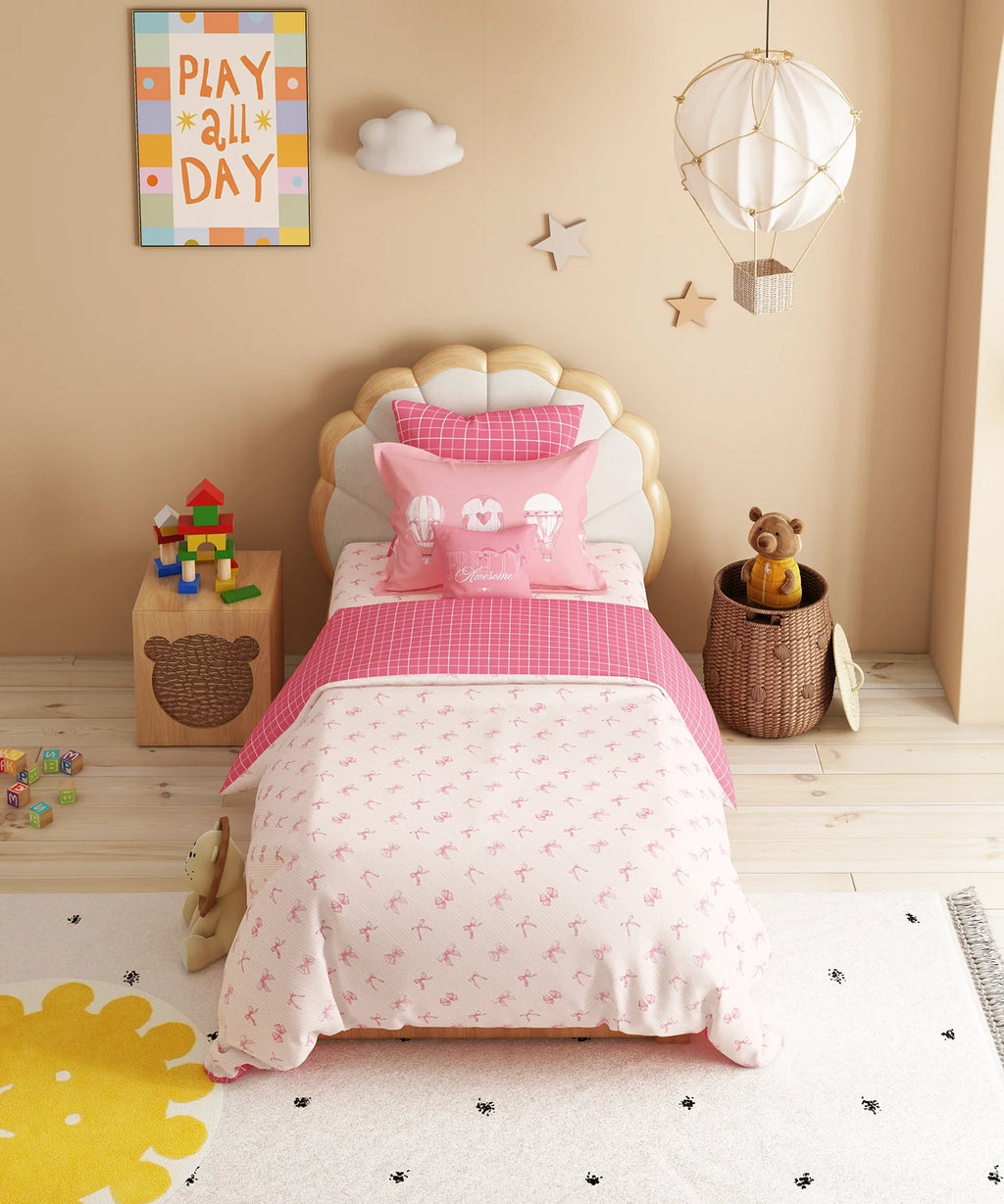 Juniors Single Bedsheet Set, Cue Coquette| 144TC Cotton| 1 Pillow Cover