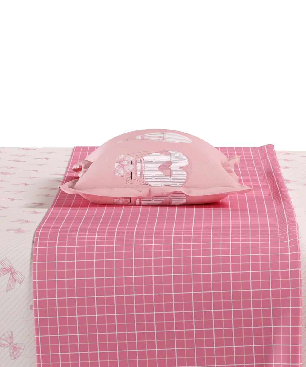 Juniors Single Bedsheet Set, Cue Coquette| 144TC Cotton| 1 Pillow Cover