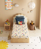 Juniors Single Bedsheet Set, Scribble Spot| 144TC Cotton|  1 Pillow Cover