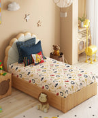 Juniors Single Bedsheet Set, Scribble Spot| 144TC Cotton|  1 Pillow Cover