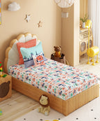 Juniors Single Bedsheet Set, Wander ways| 144TC Cotton| 1 Pillow Cover