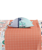 Juniors Single Bedsheet Set, Wander ways| 144TC Cotton| 1 Pillow Cover