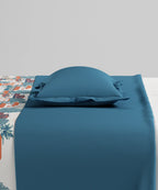 Home Essentials Namaste Bharat Single Bedsheet Set, Chhetinad Blue| 144 TC Cotton| 1 Pillow Cover