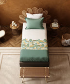 Home Essentials Namaste Bharat Single Bedsheet Set, Chetinad Green| 144 TC Cotton| 1 Pillow Cover