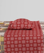 Home Essentials Namaste Bharat Single Bedsheet Set, Dakshin Dwaar Brown| 144 TC Cotton| 1 Pillow Cover