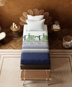 Home Essentials Namaste Bharat Single Bedsheet Set, Gharonda Turquoise| 144 TC Cotton| 1 Pillow Cover